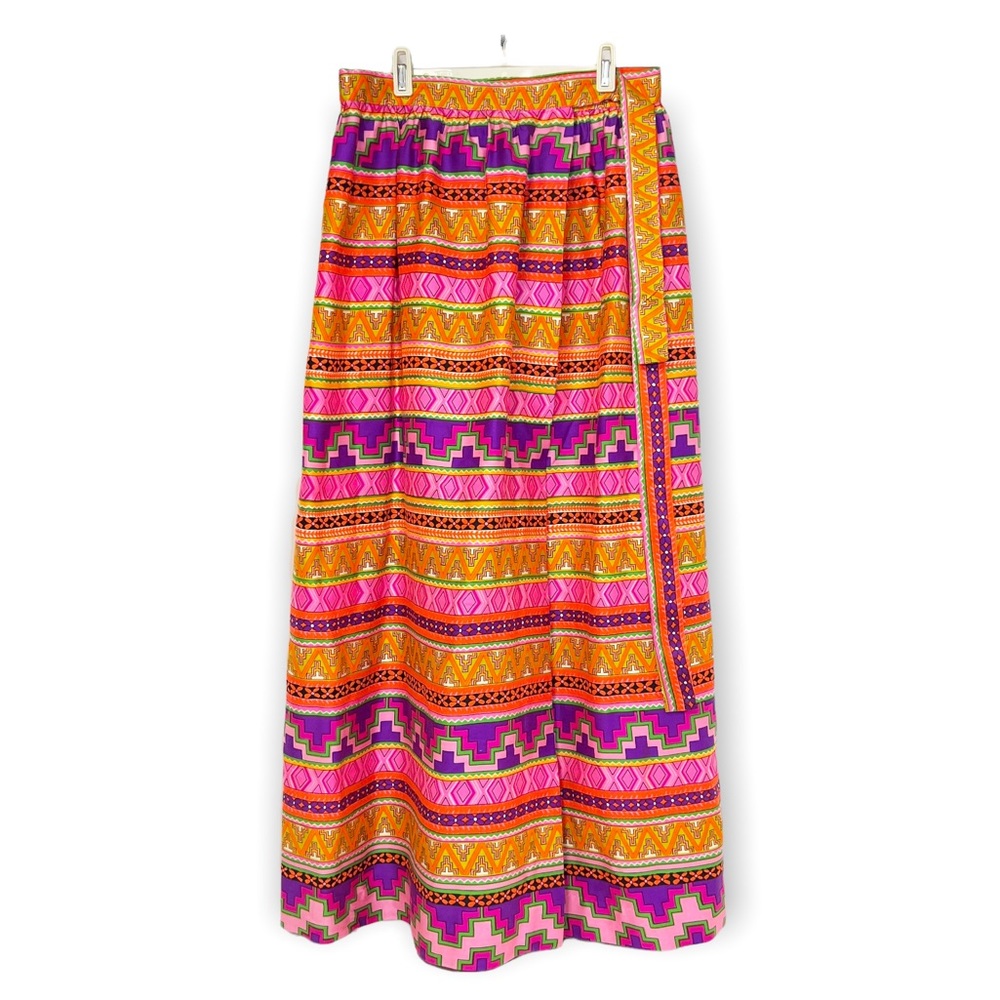 Vintage Alice of California 1960's Psychedelic Aztec Wrap Maxi Skirt One…